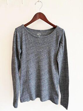 J. Crew Heathered Dark Grey Boat Neck Long Sleeve "Painter's Tee"